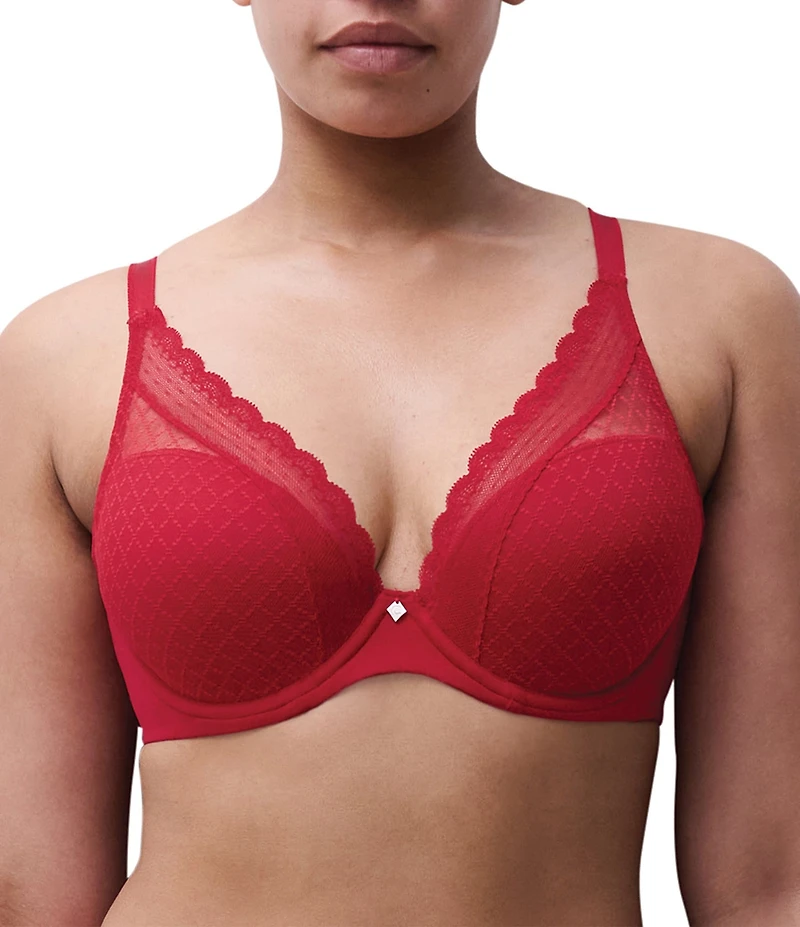Chantelle Norah Chic Sheer Lace Detail Convertible Plunge T-Shirt Bra
