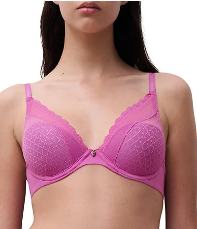 Chantelle Norah Chic Sheer Lace Detail Convertible Plunge T-Shirt Bra