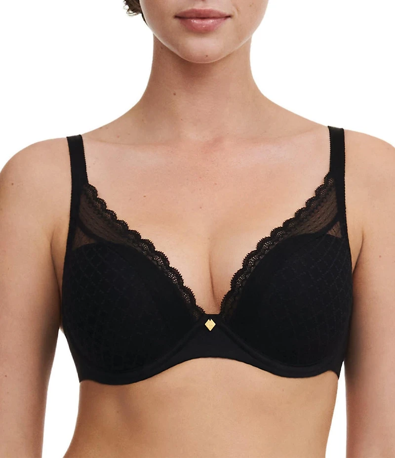 Chantelle Norah Chic Sheer Lace Detail Convertible Plunge T-Shirt Bra