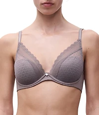Chantelle Norah Chic Sheer Lace Detail Convertible Plunge T-Shirt Bra