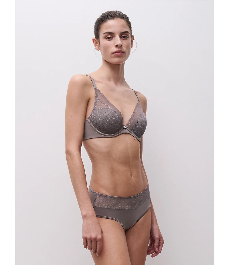 Chantelle Norah Chic Sheer Lace Detail Convertible Plunge T-Shirt Bra