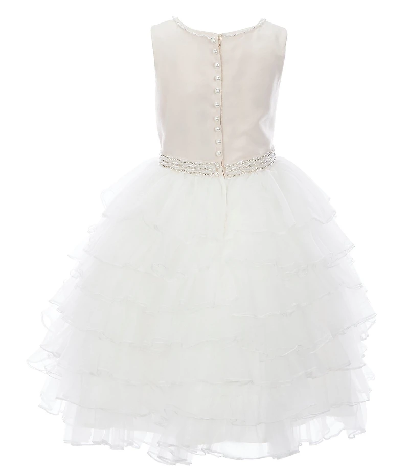 Chantilly Place Big Girls Satin/Tiered Mesh Fit-And-Flare Dress