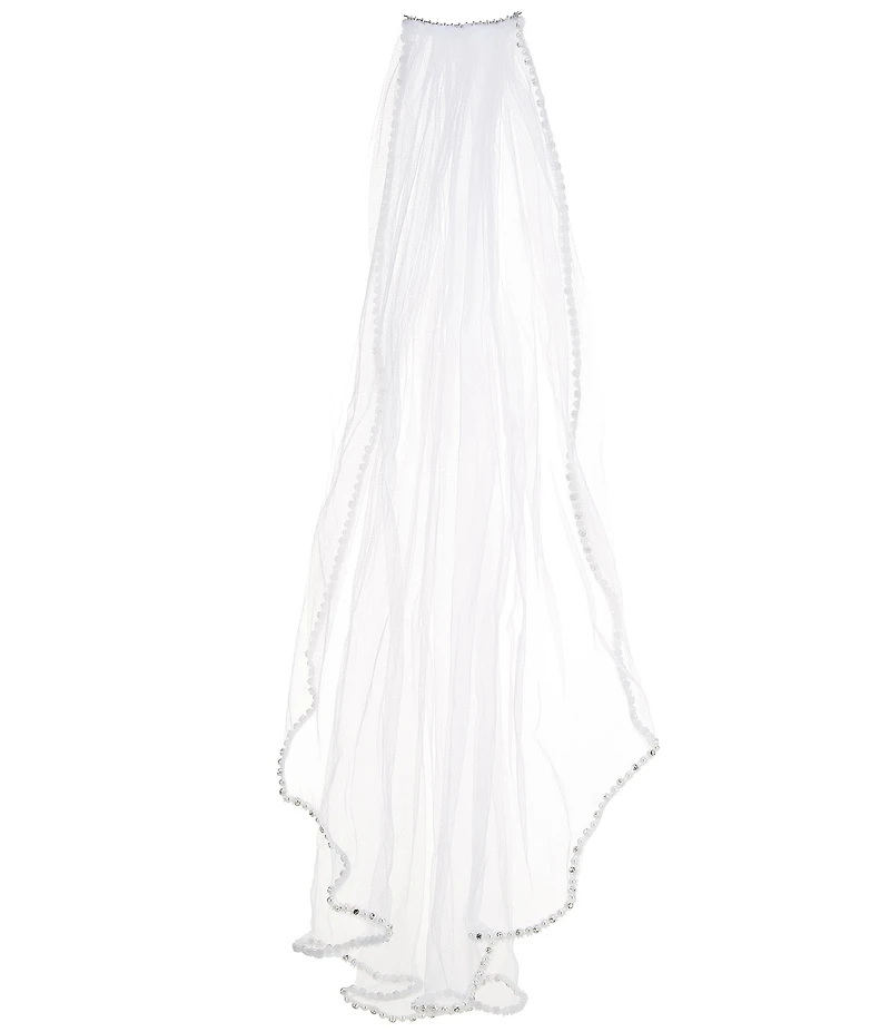Chantilly Place Big Girls Beaded Trim Mesh Veil