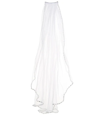 Chantilly Place Big Girls Beaded Trim Mesh Veil