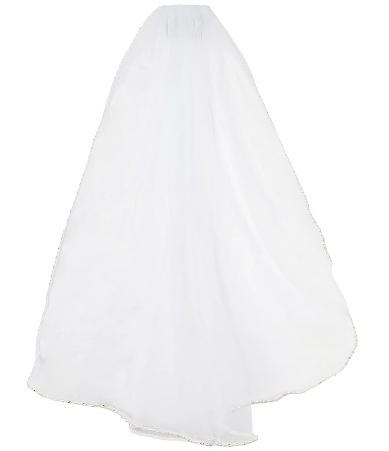 Chantilly Place Big Girls Beaded Trim Mesh Veil