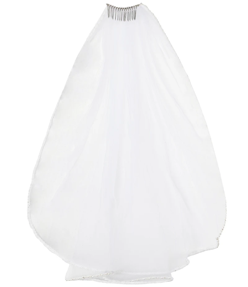 Chantilly Place Big Girls Beaded Trim Mesh Veil
