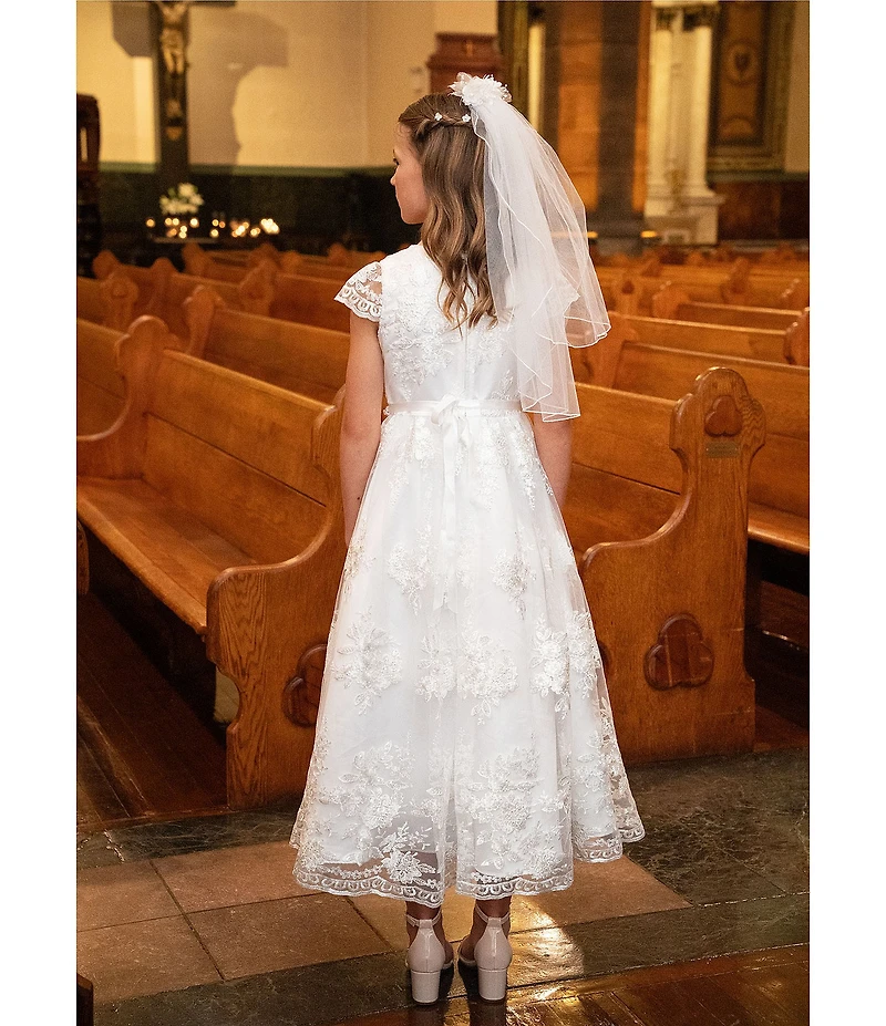 Chantilly Place Big Girls Beaded Trim Mesh Veil