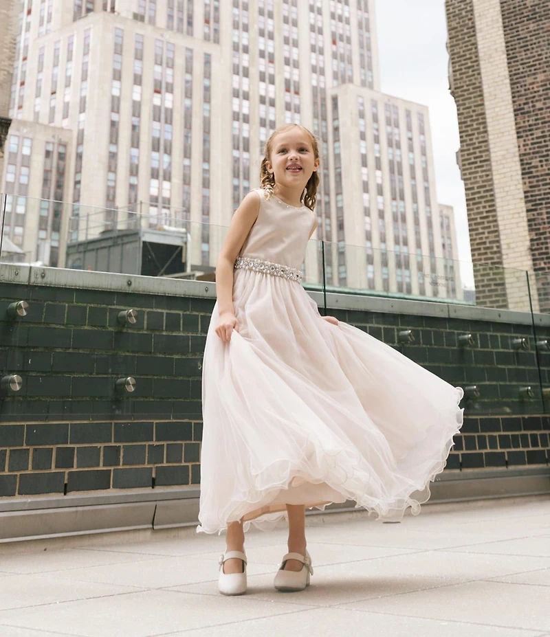 Chantilly Place Big Girls Beaded-Waist Wire-Hem Long Dress