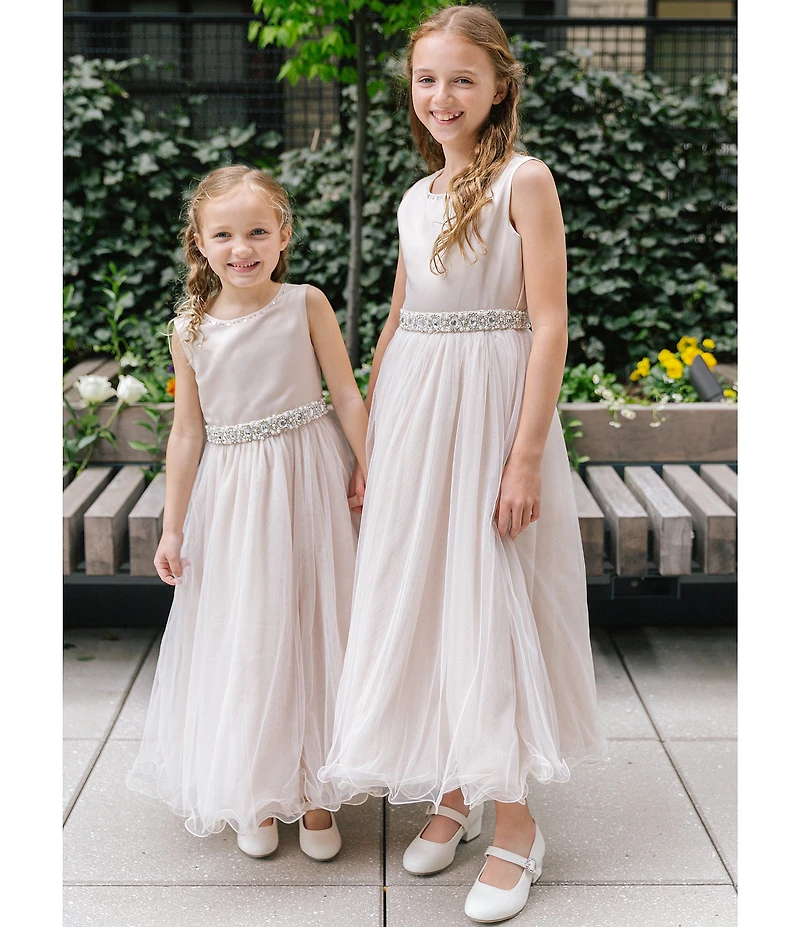 Chantilly Place Big Girls Beaded-Waist Wire-Hem Long Dress