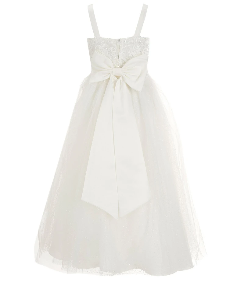 Chantilly Place Big Girls Embroidered Bodice Mesh Glitter Dress