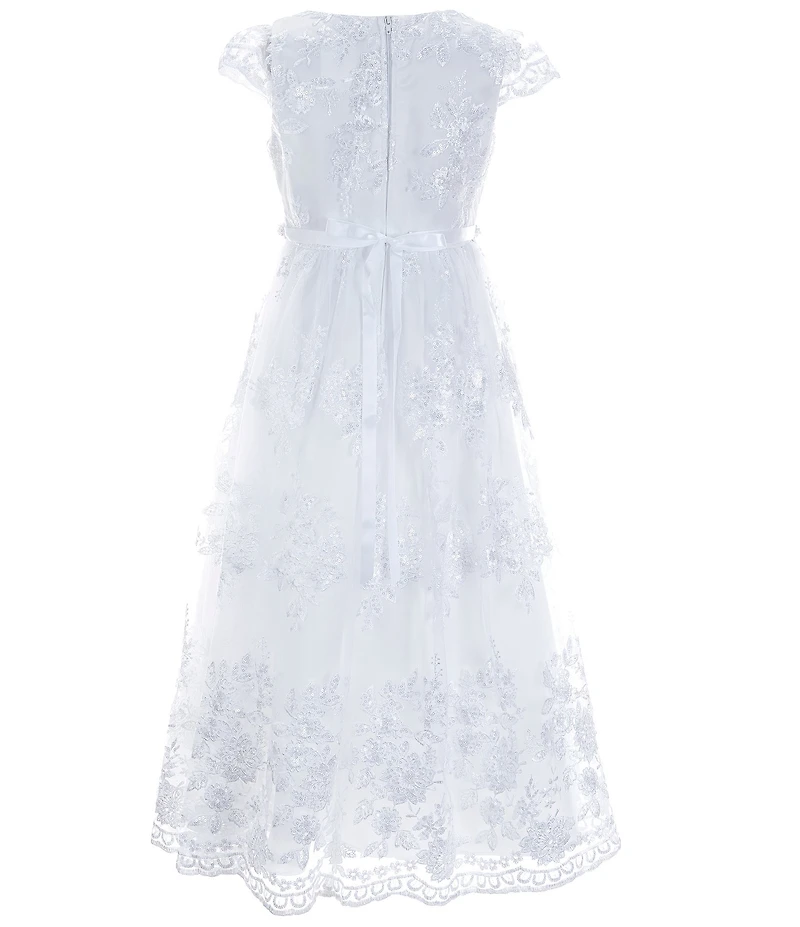Chantilly Place Big Girls Embroidered Lace Tea-Length Dress