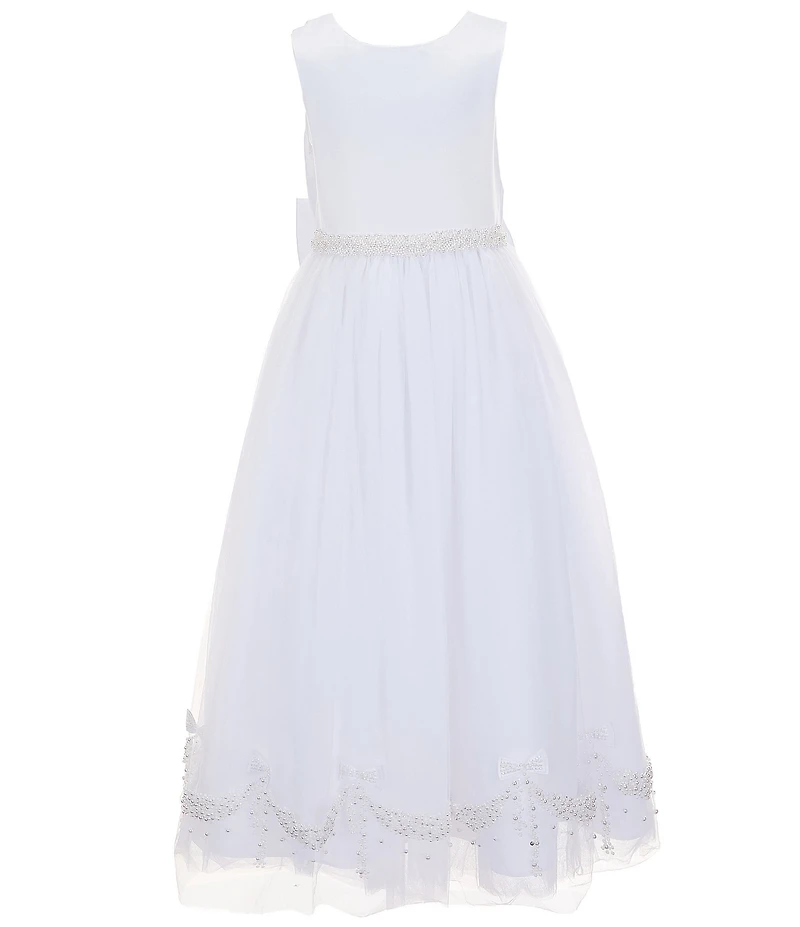 Chantilly Place Big Girls Sleeveless Satin/Mesh-Skirted Ballgown