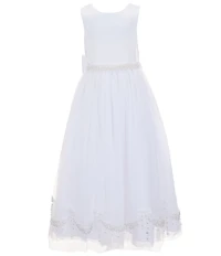 Chantilly Place Big Girls Sleeveless Satin/Mesh-Skirted Ballgown