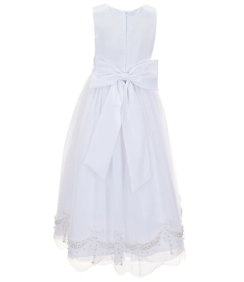 Chantilly Place Big Girls Sleeveless Satin/Mesh-Skirted Ballgown