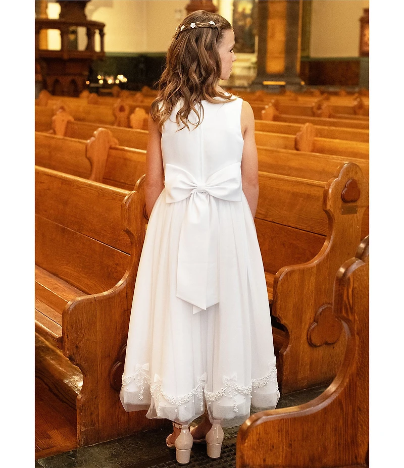 Chantilly Place Big Girls Sleeveless Satin/Mesh-Skirted Maxi Dress