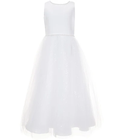Chantilly Place Big Girls Sleeveless Bow Back Faux Pearl Communion Dress