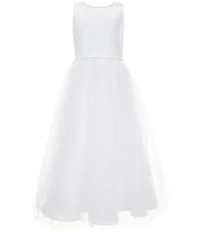 Chantilly Place Big Girls Sleeveless Bow Back Faux Pearl Communion Dress