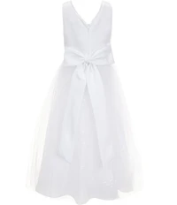Chantilly Place Big Girls Sleeveless Bow Back Faux Pearl Communion Dress