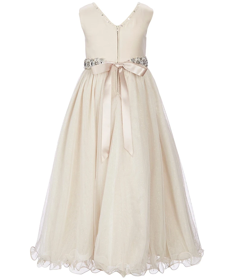 Chantilly Place Little Girls Beaded-Waist Wire-Hem Long Dress