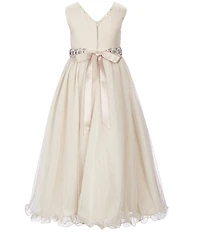 Chantilly Place Little Girls Beaded-Waist Wire-Hem Long Dress