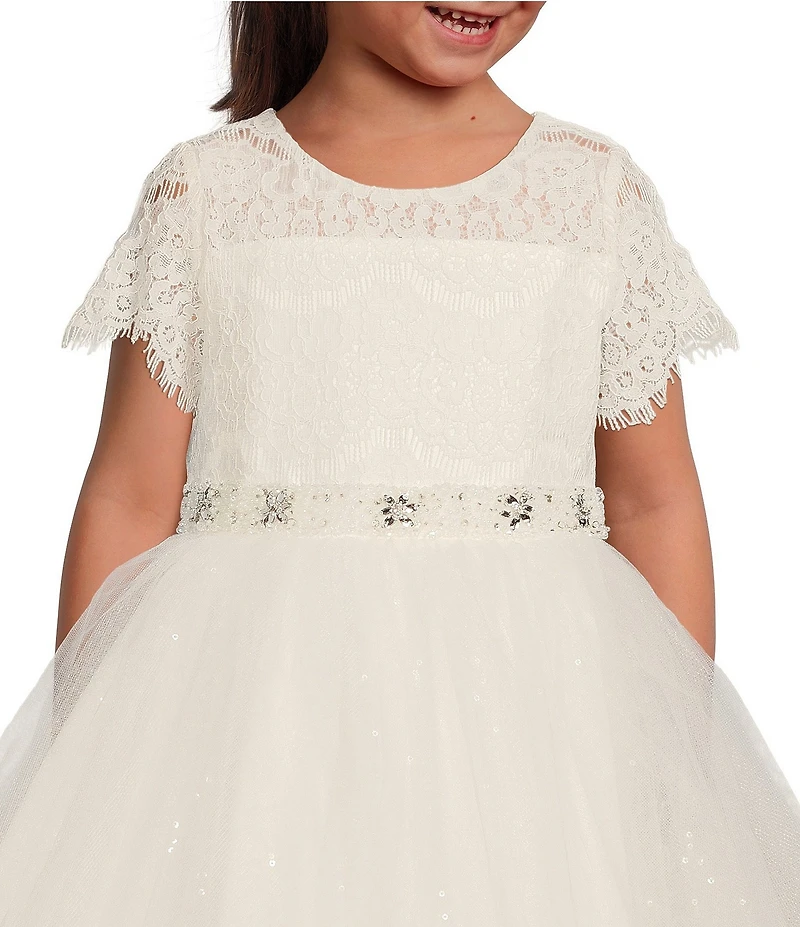 Chantilly Place Little Girls Illusion Lace/Mesh Ballgown