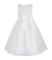 Chantilly Place Little Girls Sleeveless Pearl Trim Bow Dress