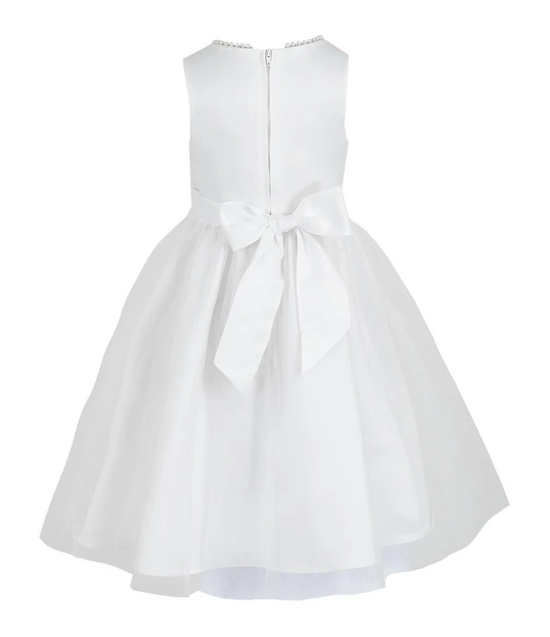 Chantilly Place Little Girls Sleeveless Pearl Trim Bow Dress