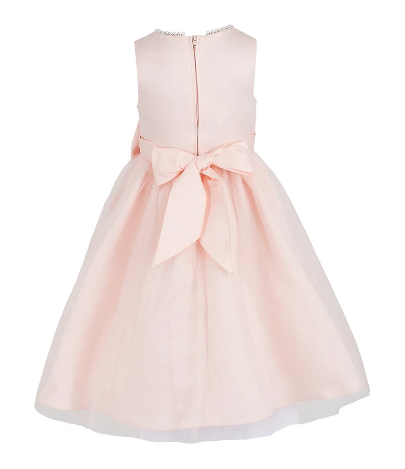 Chantilly Place Little Girls Sleeveless Pearl Trim Bow Dress