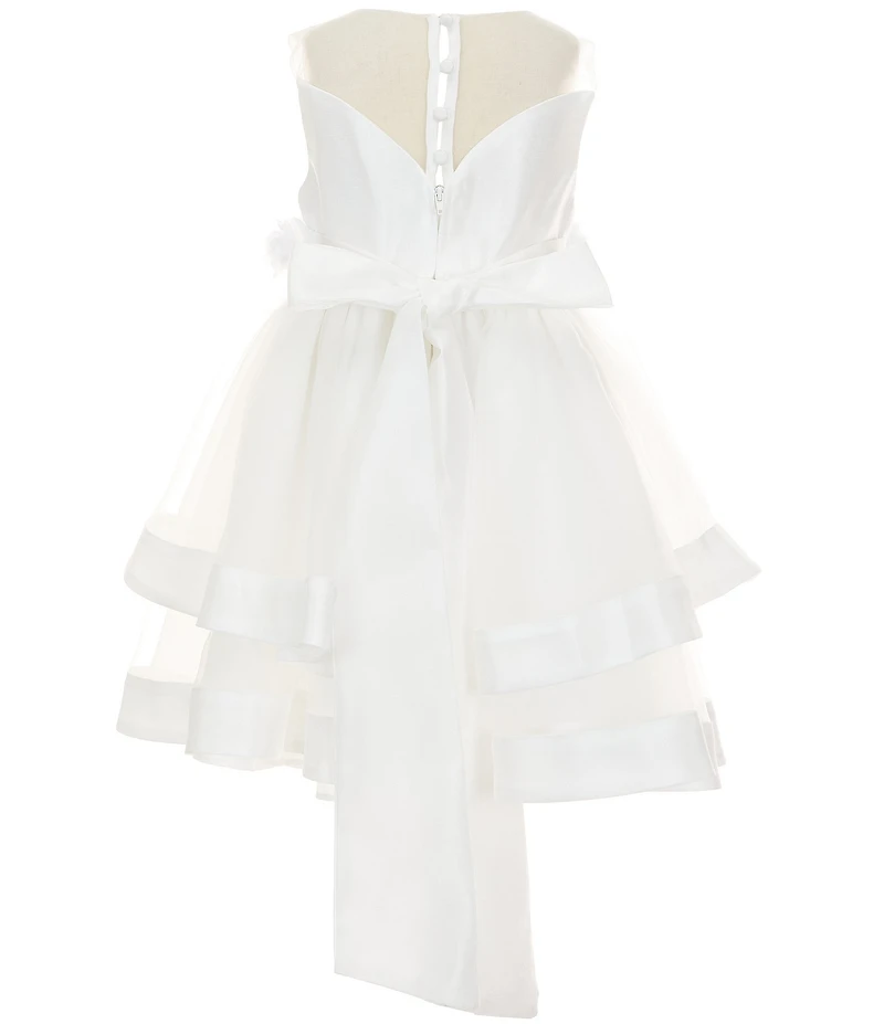 Chantilly Place Little Girls Sleeveless Sweetheart Illusion Neckline 3D Flower Bodice Tiered Flowy Dress