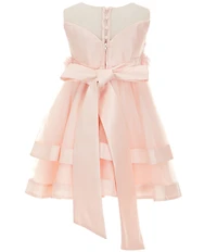 Chantilly Place Little Girls Sleeveless Sweetheart Illusion Neckline 3D Flower Bodice Tiered Flowy Dress