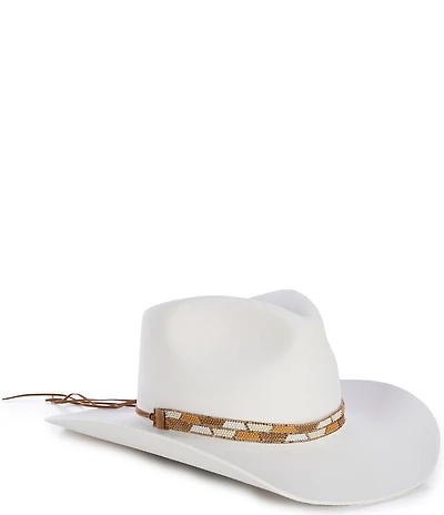 Charlie 1 Horse White Lightning Wool Western Beaded Hat
