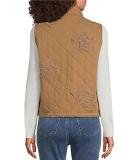 Charlie B. Boucle Quilted Stand Collar Sleeveless Vest