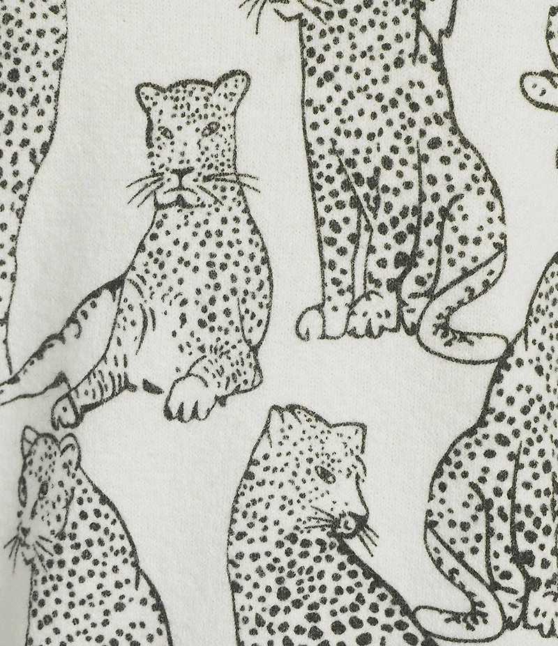 Charlie B. Cheetah Print Crew Neck Long Sleeve Sweater