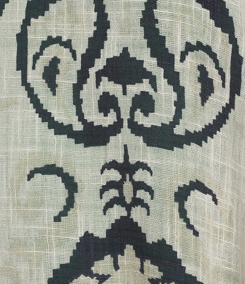 Charlie B. Cotton Gauze Abstract Print Boat Neck Short Sleeve Side Tie Blouse