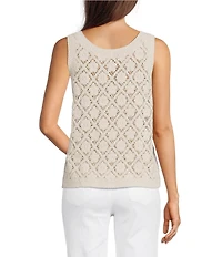 Charlie B. Crew Neck Sleeveless Crochet Vest