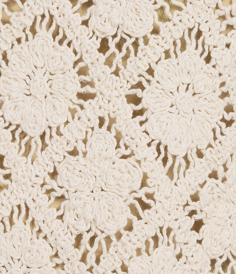 Charlie B. Crew Neck Sleeveless Crochet Vest