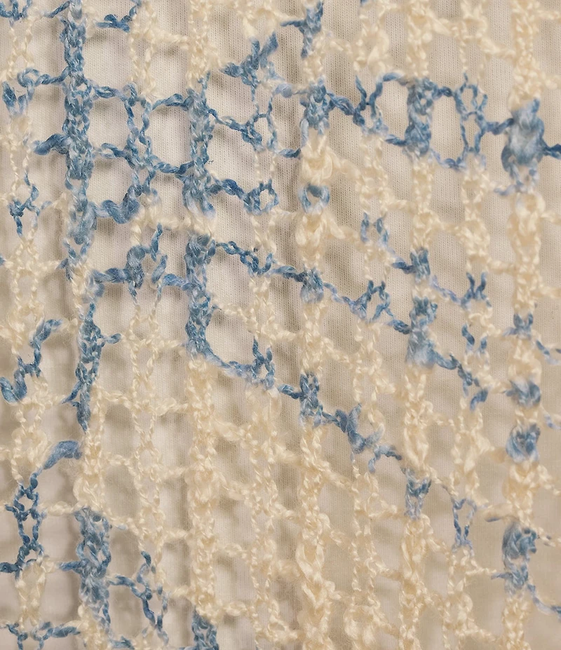 Charlie B. Crochet Knit Round Neck 3/4 Sleeve Top