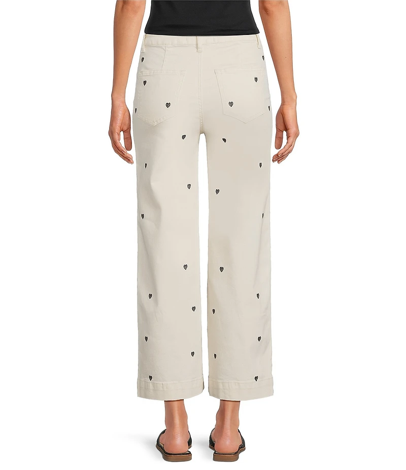 Charlie B. Embroidered Cropped Patch Pocket Flare Twill Pants