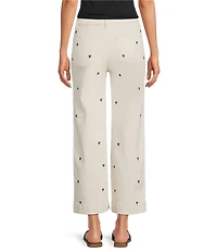 Charlie B. Embroidered Cropped Patch Pocket Flare Twill Pants