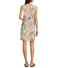 Charlie B. Floral Print Round Neck Sleeveless Shift Dress