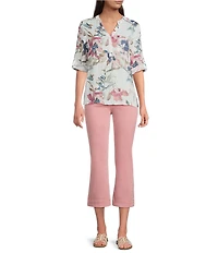 Charlie B. Gauze Woven Gauze Henley Neck Long Sleeve Top