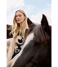 Charlie B. Jacquard Knit Floral Crew Neck Long Sleeve Sweater