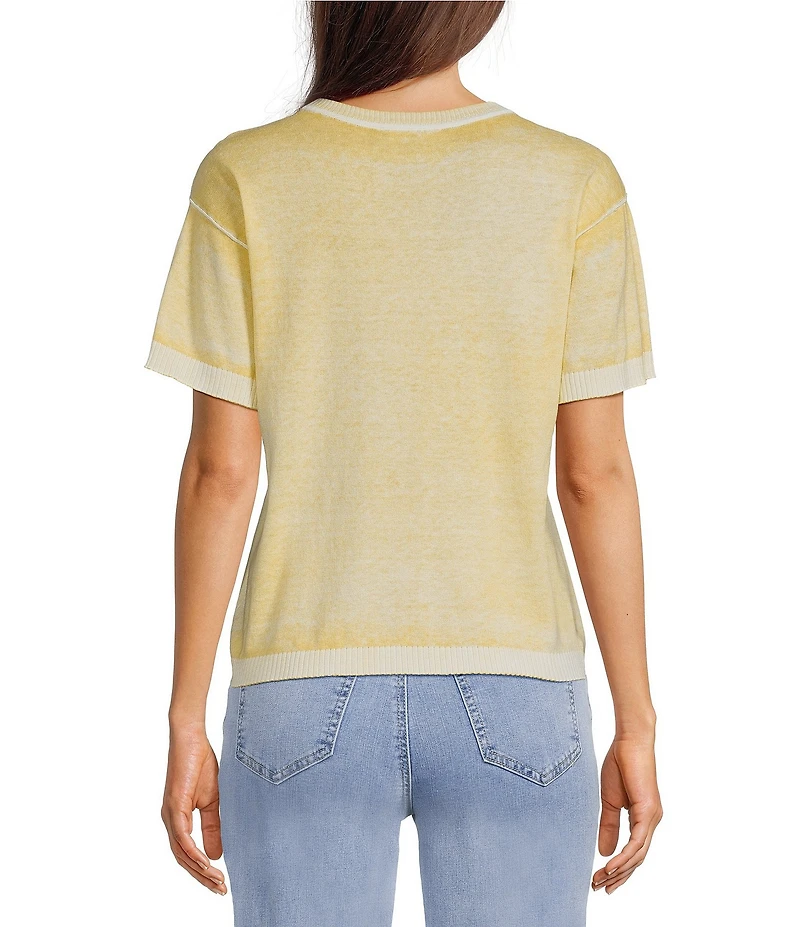 Charlie B. Knit Crew Neck Short Sleeve Top