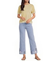 Charlie B. Knit Crew Neck Short Sleeve Top
