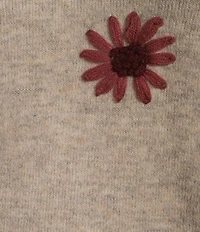 Charlie B. Knit Floral Embroidered V-Neck Long Sleeve Sweater