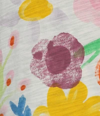 Charlie B. Organic Cotton Knit Floral Print Crew Neck Short Sleeve Tee