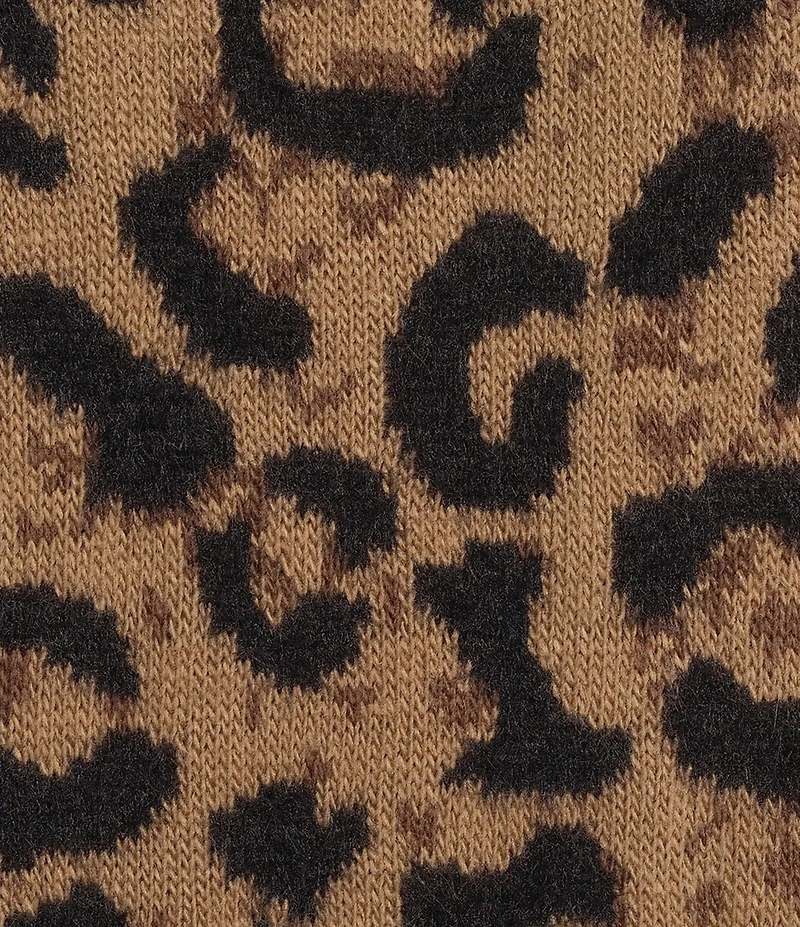 Charlie B. Knit Jacquard Animal Print Front Bow Tie Cardigan