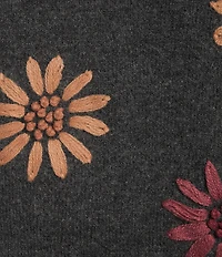 Charlie B. Knit Mock Neck Long Sleeve Floral Embroidery Sweater