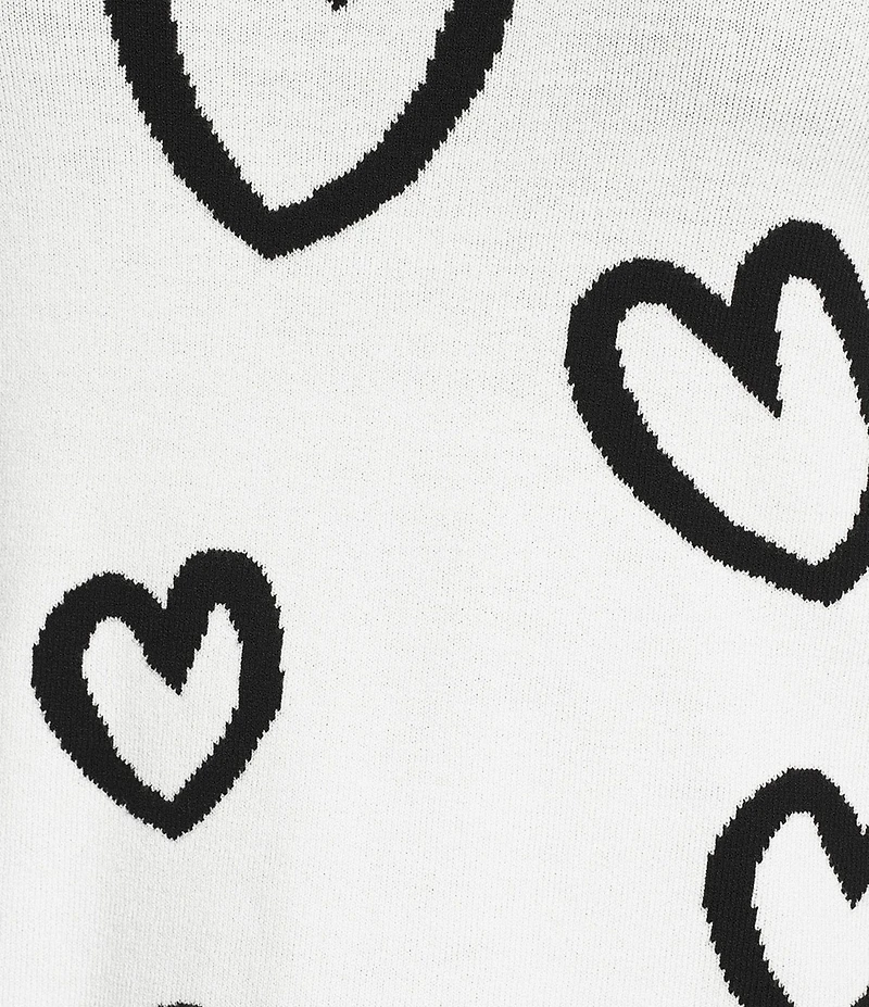 Charlie B. Knit Mock Neck Long Sleeve Heart Reversible Sweater