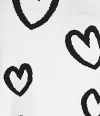 Charlie B. Knit Mock Neck Long Sleeve Heart Reversible Sweater